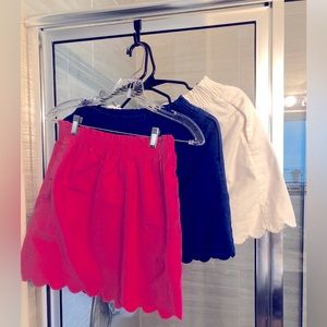 J Crew skirts with pockets. Pink and ivory are size 0. Blue is size 2.
